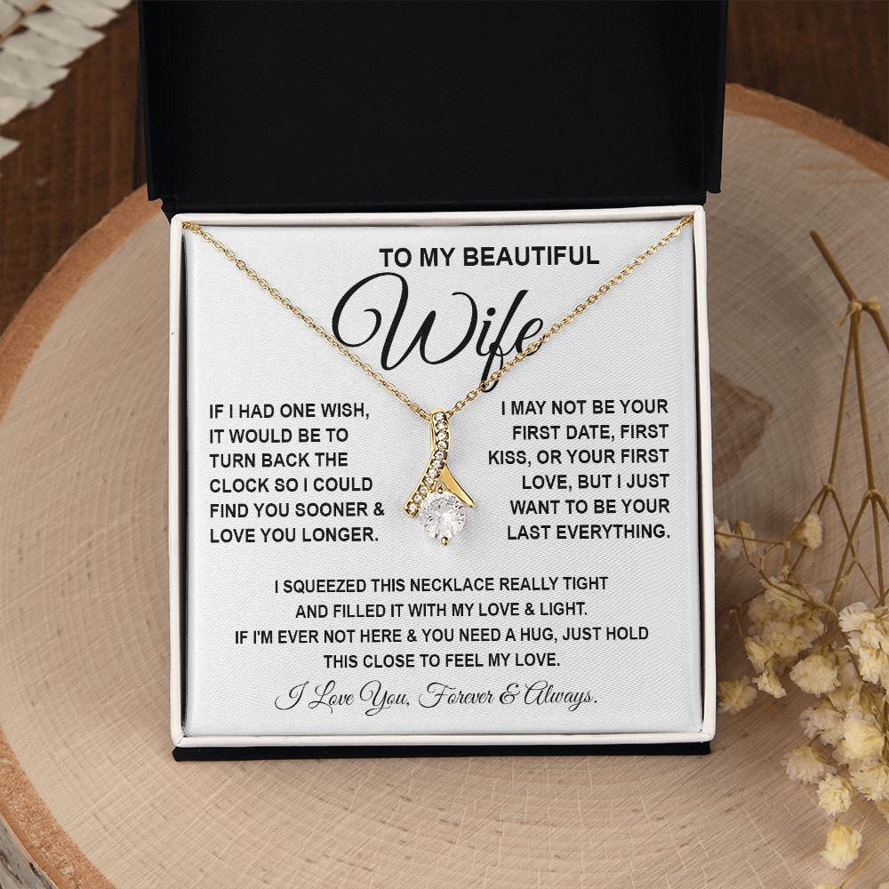 To My Beautiful Wife Necklace, Soulmate Jewelry For Women, Wife Necklace From Husband, Soulmate Gifts For Her, To My Future Wife Necklace Message Card and Necklace Gift Box Gift Box Styles on Birthday, Wedding, Anniversary, Valentine Allruing Necklace