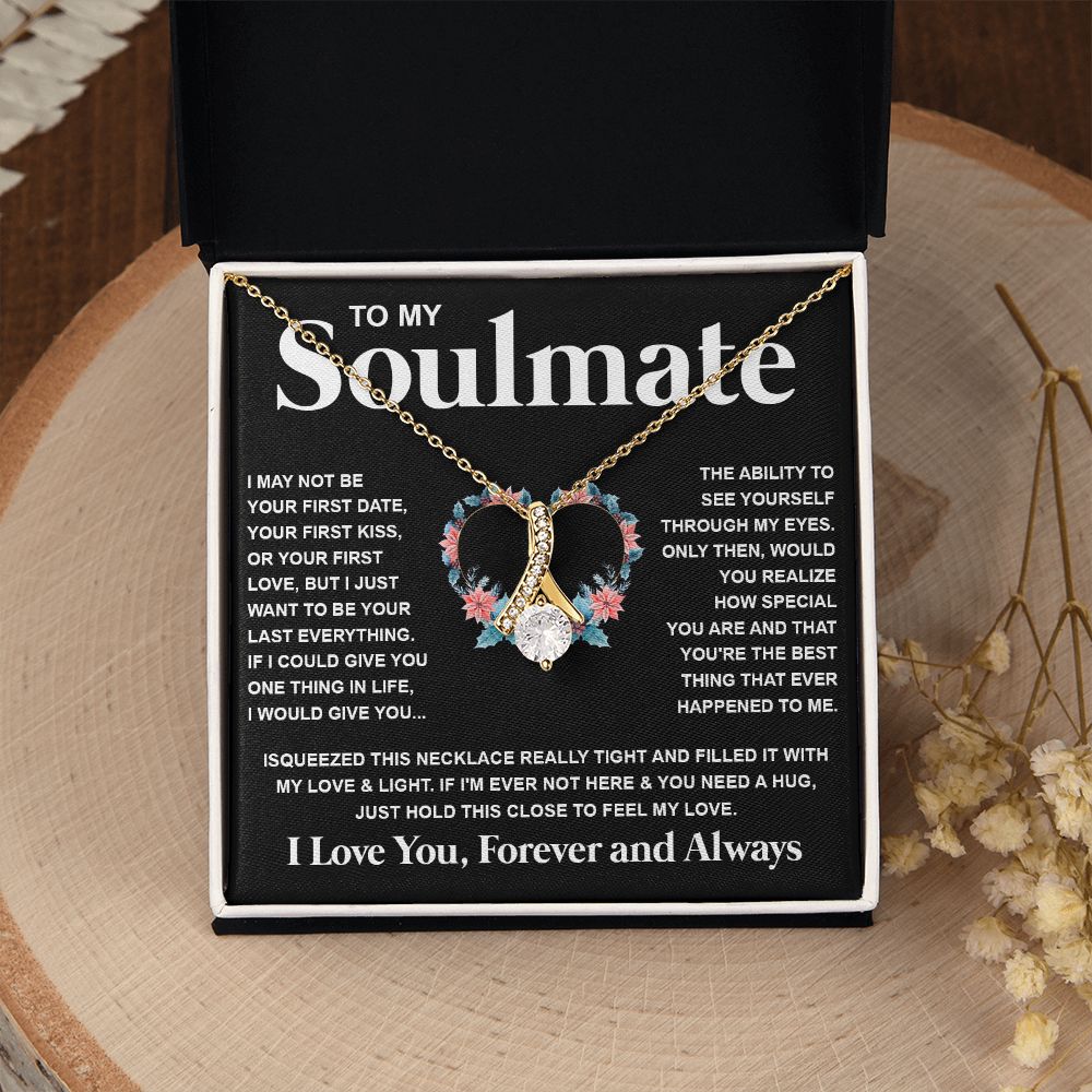 Couples Gifts Necklace To My Soulmate Necklace Birthday Christmas Jewelry Romantic Gifts For My Wife Pendant Jewelry with Message Card and Box Necklaces for Women Valentines Day Happy Anniversary Wedding Present Allruing Necklace