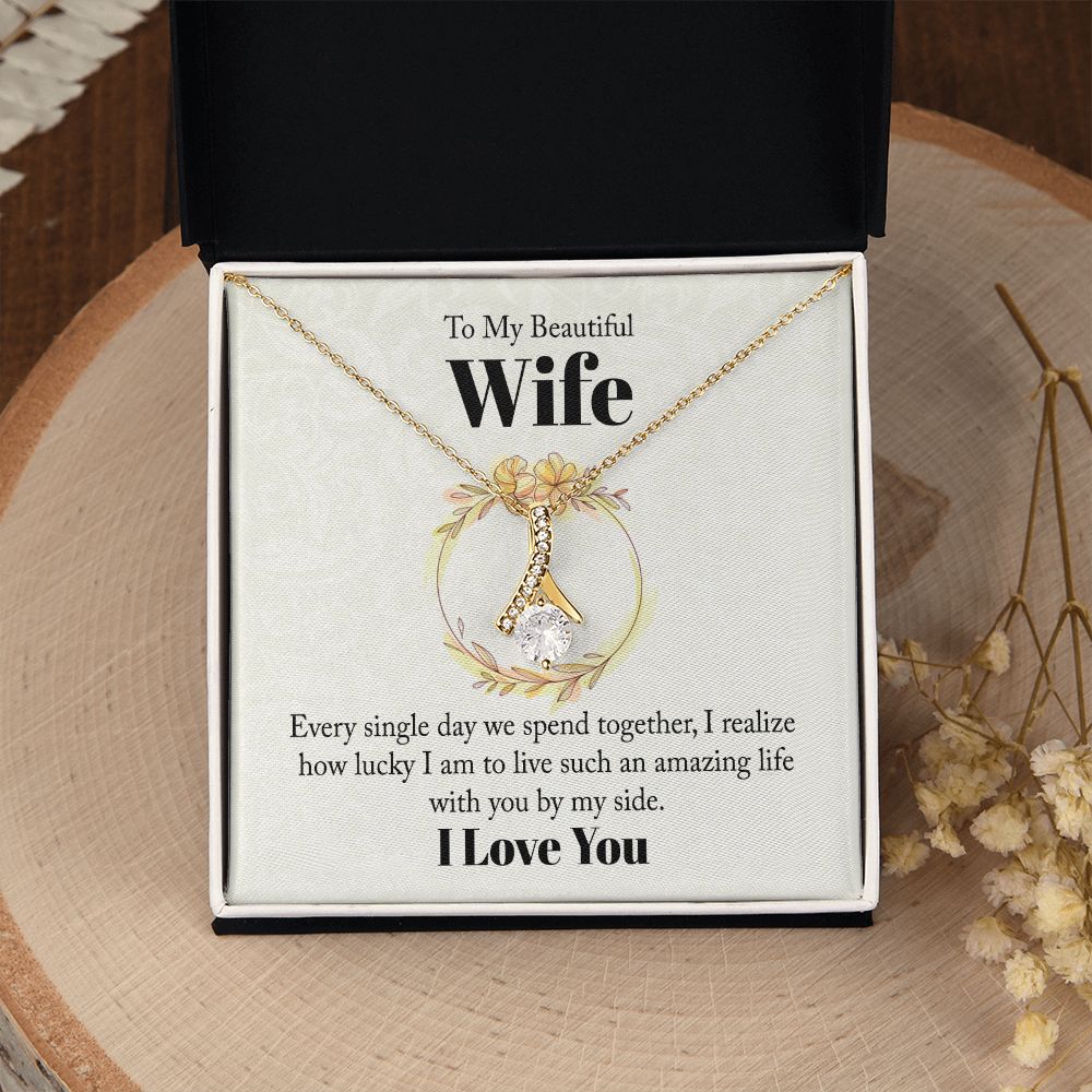 Wife Necklace Gifts From Husband, Wedding Anniversary Jewelry For Wife From Husband, Wife Birthday From Husband, Necklaces For Wife From Husband To My Wife Necklace, Necklace Message Card and Gift Box Styles on Birthday, Christmas, Anniversary  Allruing N