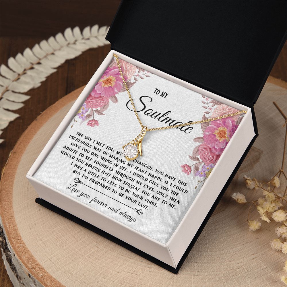To My Soulmate Necklace, Necklaces For Wife from Husband, Soulmate Necklace to My Beautiful Wife, Necklace For Soulmate with Message Card and Necklace Gift Box Gift Box Styles on Birthday, Christmas, Wedding, Anniversary Allruing Necklace