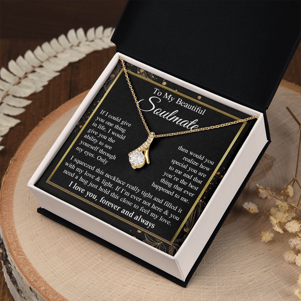Soulmate Necklace Gift for Her, Soulmate Jewelry, Necklace for Future Wife, Valentine Jewelry for Wife Necklace Gifts from Husband - Soulmate Gift Necklace with Message Card and Gift Box Allruing Necklace