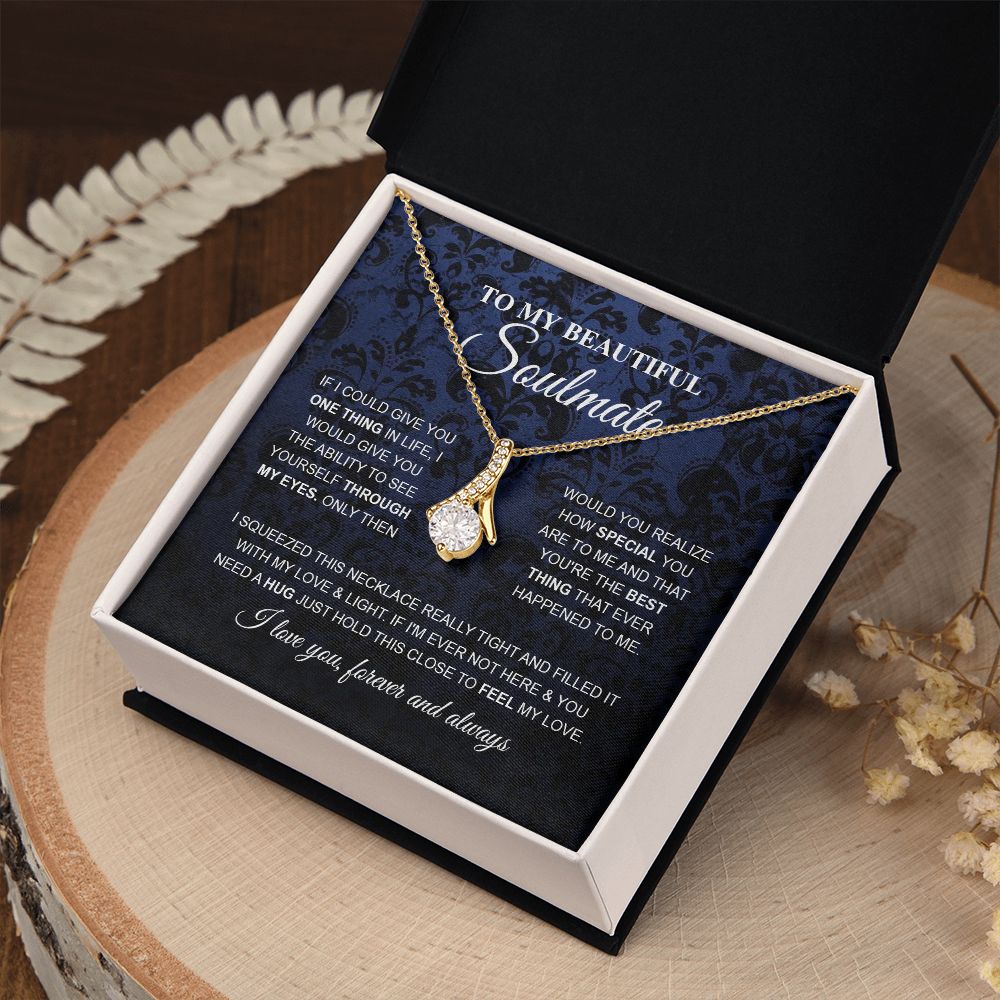 To My Beautiful Soulmate Necklace, Love Necklace for Girlfriend, Soulmate Jewelry, Soulmate Necklace, Future Wife Gift, Necklace for Wife from Husband Necklace Message Card and Gift Box Styles on Birthday, Christmas, Wedding, Anniversary Allruing Necklace