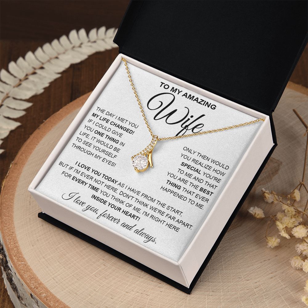 to My Wife Necklace, Soulmate Jewelry for Women, Wife Gifts from Husband , Valentine Necklace for Wife Soulmate Gifts Future Wife Necklace Message Card and Gift Box Styles on Birthday, Wedding, Anniversary, Valentine Allruing Necklace
