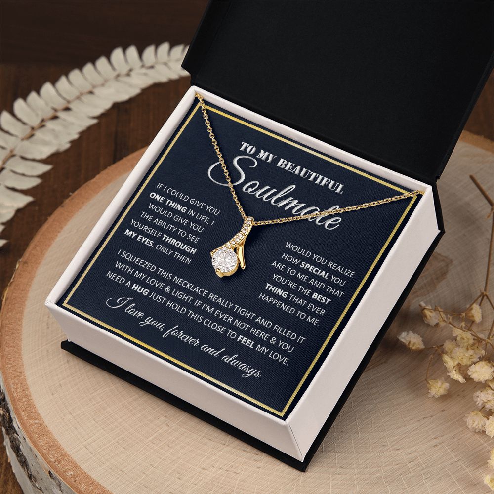 Couples Gifts, To My Beautiful Soulmate Necklace Gifts From Husband, Wedding Anniversary For Wife From Husband, My Beautiful Wife, Necklace Custom Name Message Card and Gift Box Styles on Birthday, Christmas, Wedding, Anniversary Allruing Necklace