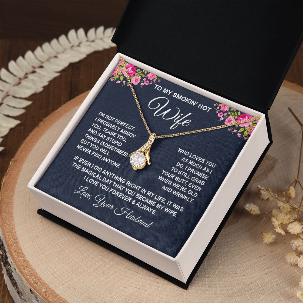 Wife Necklace Gifts from Husband, Wedding Anniversary Gifts for Wife from Husband, Wife Birthday Gifts from Husband, To My Wife Necklace Message Card and Necklace Gifts Box Gift Box Styles on Birthday, Wedding, Anniversary, Valentine Allruing Necklace