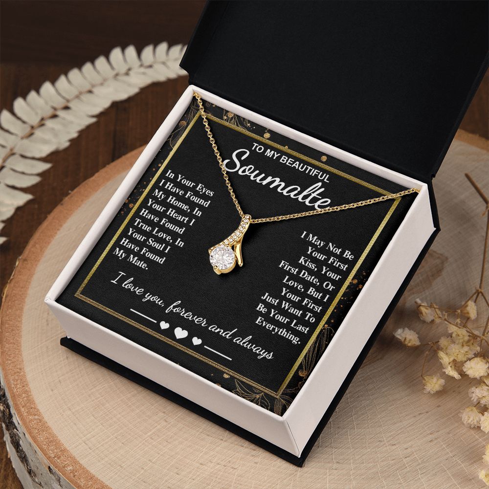 To My Beautiful Soulmate Necklace Gift, Soulmate for Wife Valentine Gifts from Husband, Wedding for Women, Soulmate Gifts, Message Card and Necklace Gifts Box Gift Box Styles on Birthday, Wedding, Anniversary, Valentine Allruing Necklace