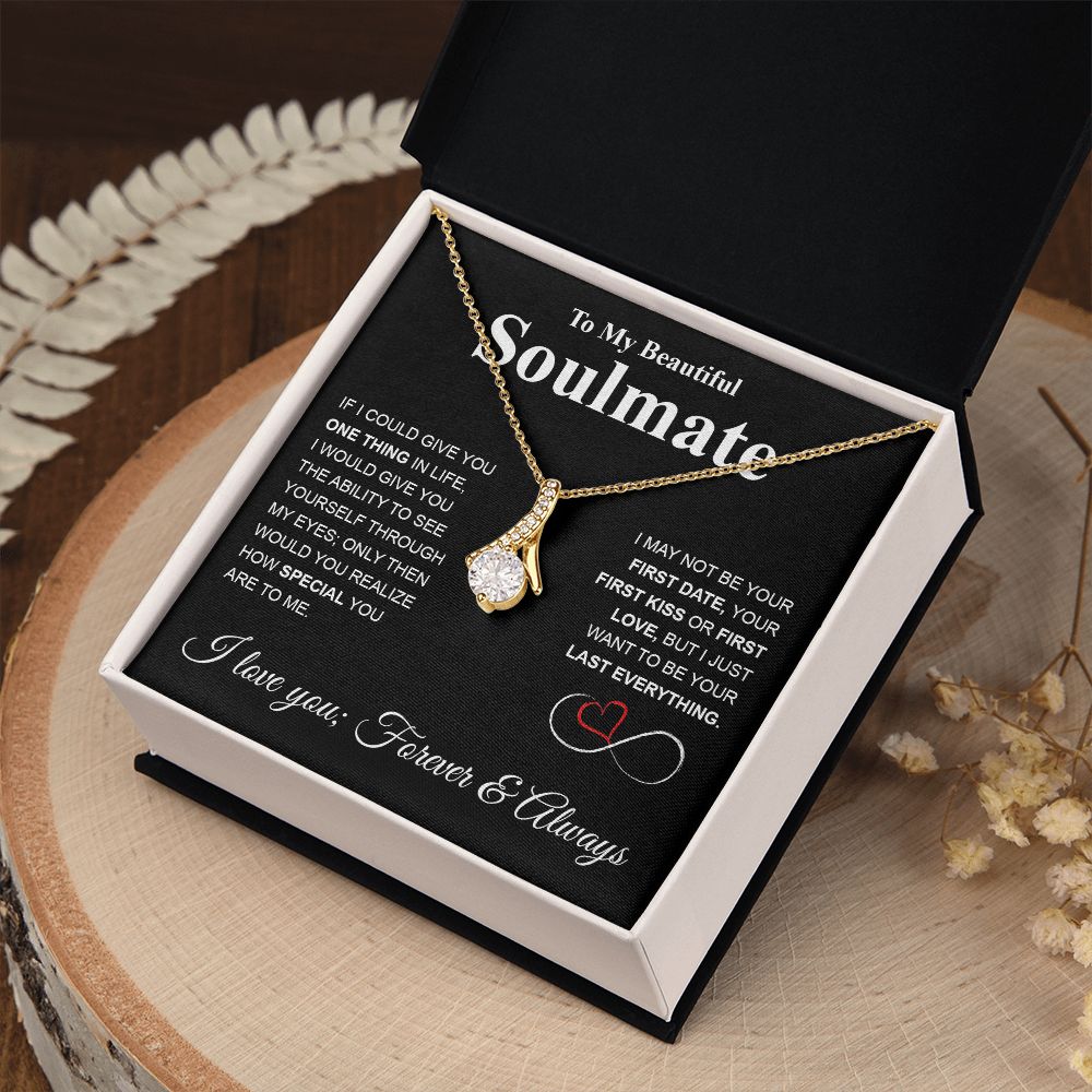 To My Beautiful Soulmate Necklace My Last Everything, Promise Necklace For Her, Fiance Gifts For Her, Valentine Gifts For Future Wife With Message Card Box LED, Soulmate Necklace For Women, To My Wife Necklace Allruing Necklace