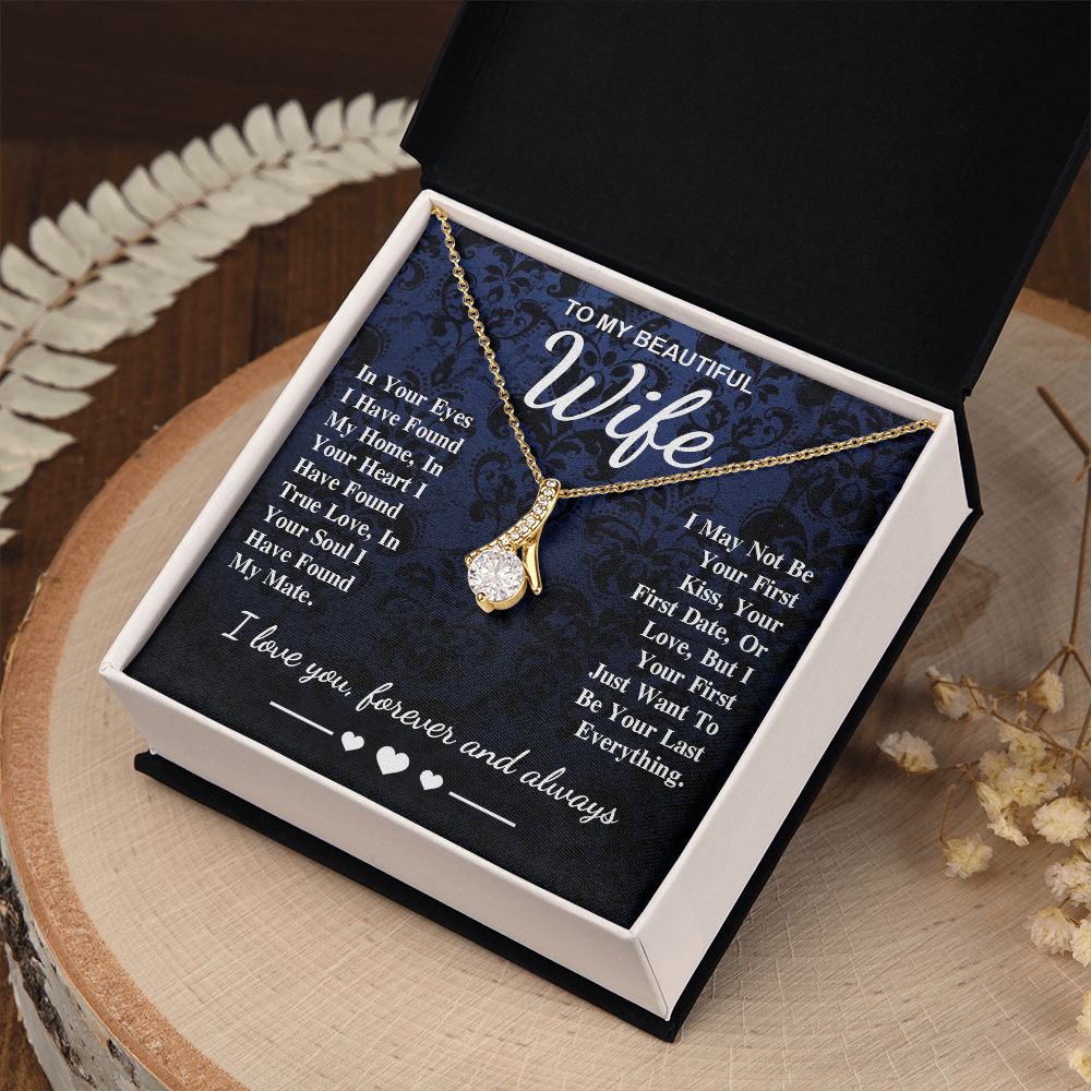 To My Beautiful Wife Necklace Gift, Soulmate for Wife Birthday Gifts from Husband, Wedding for Women, Soulmate Gifts, Message Card and Necklace Gifts Box Gift Box Styles on Birthday, Wedding, Anniversary, Valentine Allruing Necklace