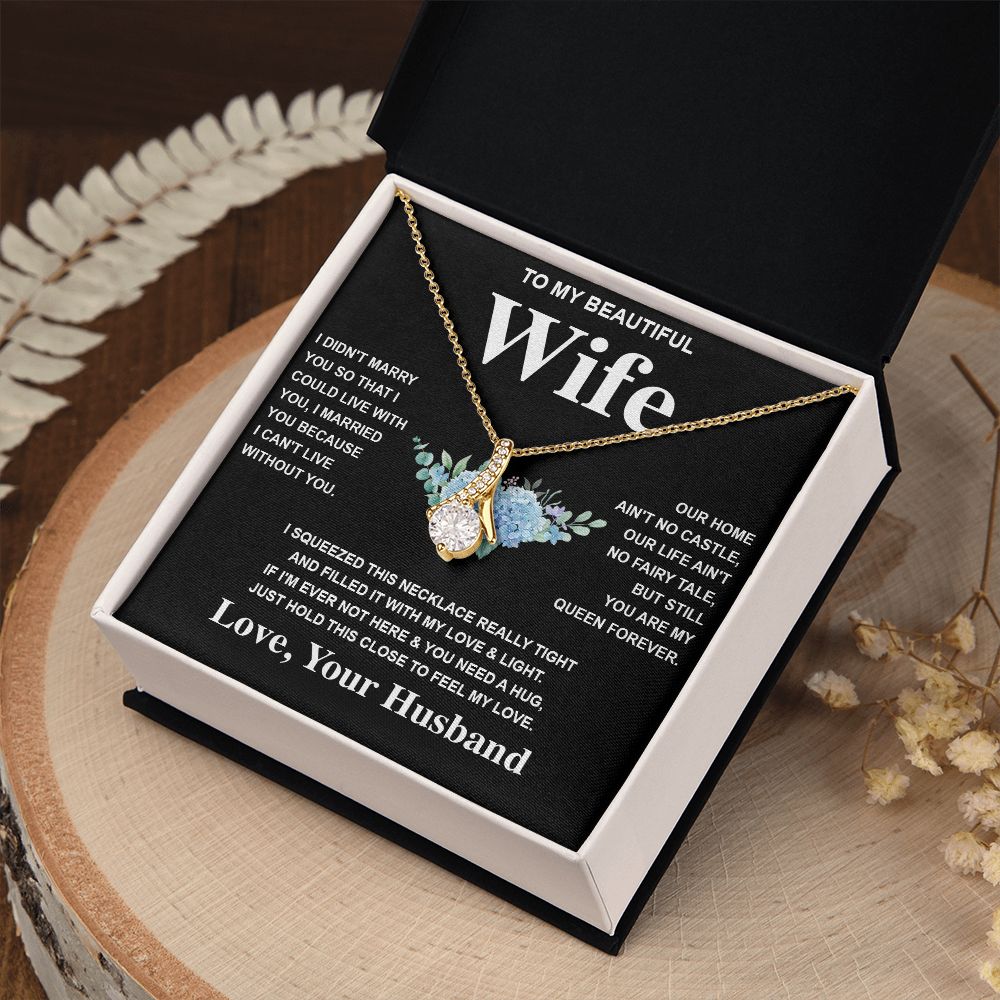 Wife Necklace Gift From Husband To My Badass Wife Pendant Valentines Day Anniversary Jewelry with Message Card and Gift Box. Gift for Wife. Necklace Gift Set for Wife Allruing Necklace