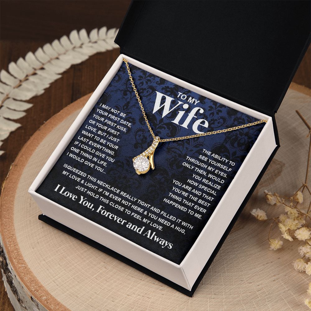 Couples Gifts Necklace To My Wife Necklace Anniversary Christmas Jewelry Romantic Gifts For My Wife Pendant Jewelry with Message Card and Box Necklaces for Women Valentines Day Happy Anniversary Wedding Present Allruing Necklace