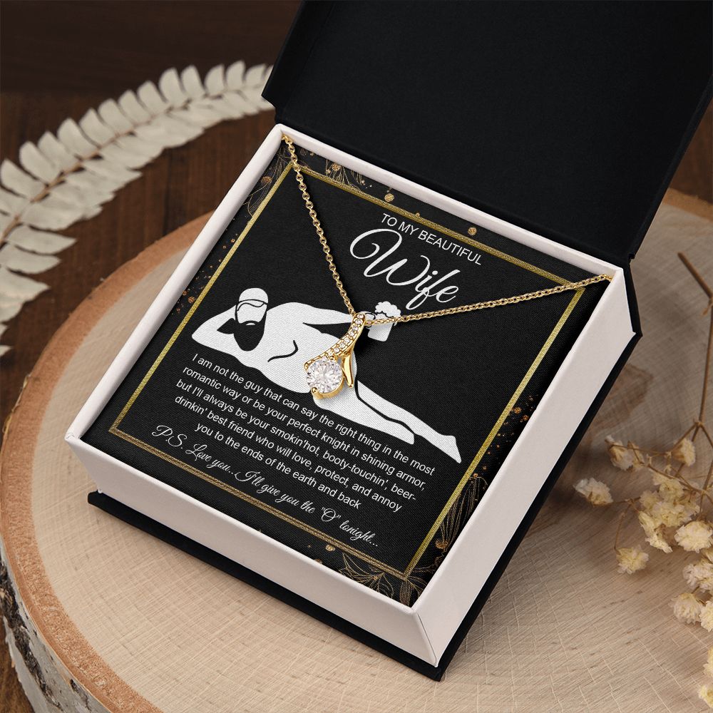 To My Beautiful Wife Necklace For Women, Funny Gifts For Girlfriend,Valentine Christmas Presents For Girlfriend, Best Birthday Meaningful Gift Ideas For Wife, Women Romantic Jewelry For Her Wedding Message Card and Gift Box Styles  Allruing Necklace