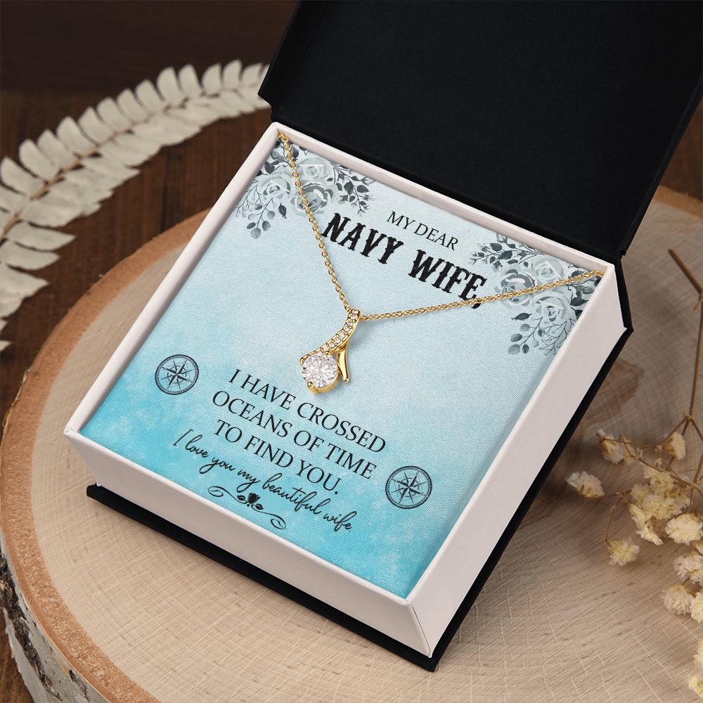 Couples Gifts, Dear Wife Necklace Gifts From Husband, Wedding Anniversary Jewelry For Wife From Husband, Wife Birthday From Husband, To My Beautiful Wife Girlfriend Message Card and Gift Box styles On Birthday, Christmas, Anniversary  Allruing Necklace