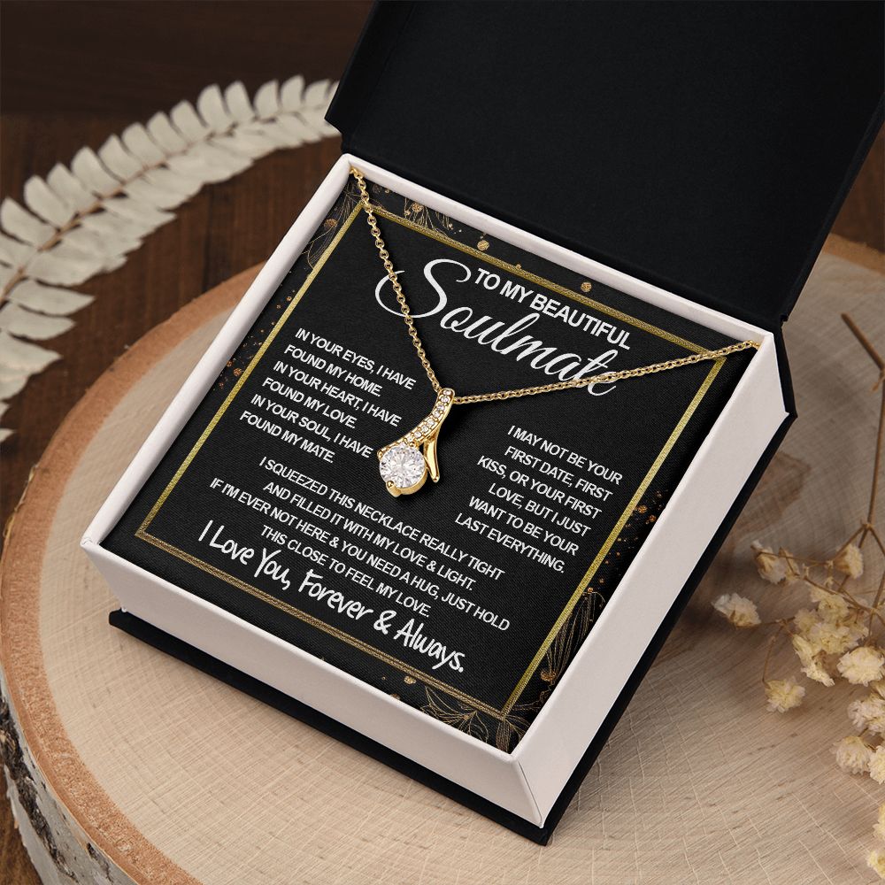 To My Beautiful Soulmate Necklace, Soulmate Jewelry For Women, Wife Necklace From Husband, Wife Gifts Necklace For Wife, Soulmate Gifts For Her, To My Future Wife Necklace Soulmate Allruing Necklace