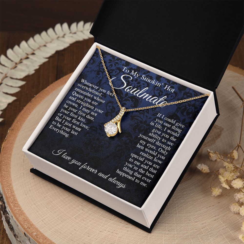 To My Smokin Hot Soulmate Necklace, Valentine Anniversary Jewelry Gift for Women, Anniversary Gifts For Wife From Husband To My Wife Necklace Message Card and Necklace Gift Box Gift Box Styles on Birthday, Wedding, Anniversary, Valentine Allruing Necklace