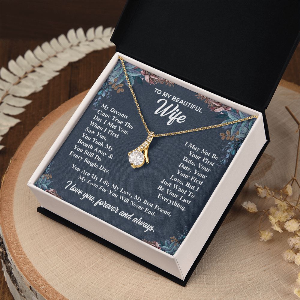 To My Wife Necklace Gift for Her, Soulmate Jewelry, Necklaces for Wife from Husband, Birthday To My Wife Necklace, Soulmate Gifts, Necklace Message Card and Gift Box Styles on Birthday, Wedding, Anniversary, Valentine Allruing Necklace