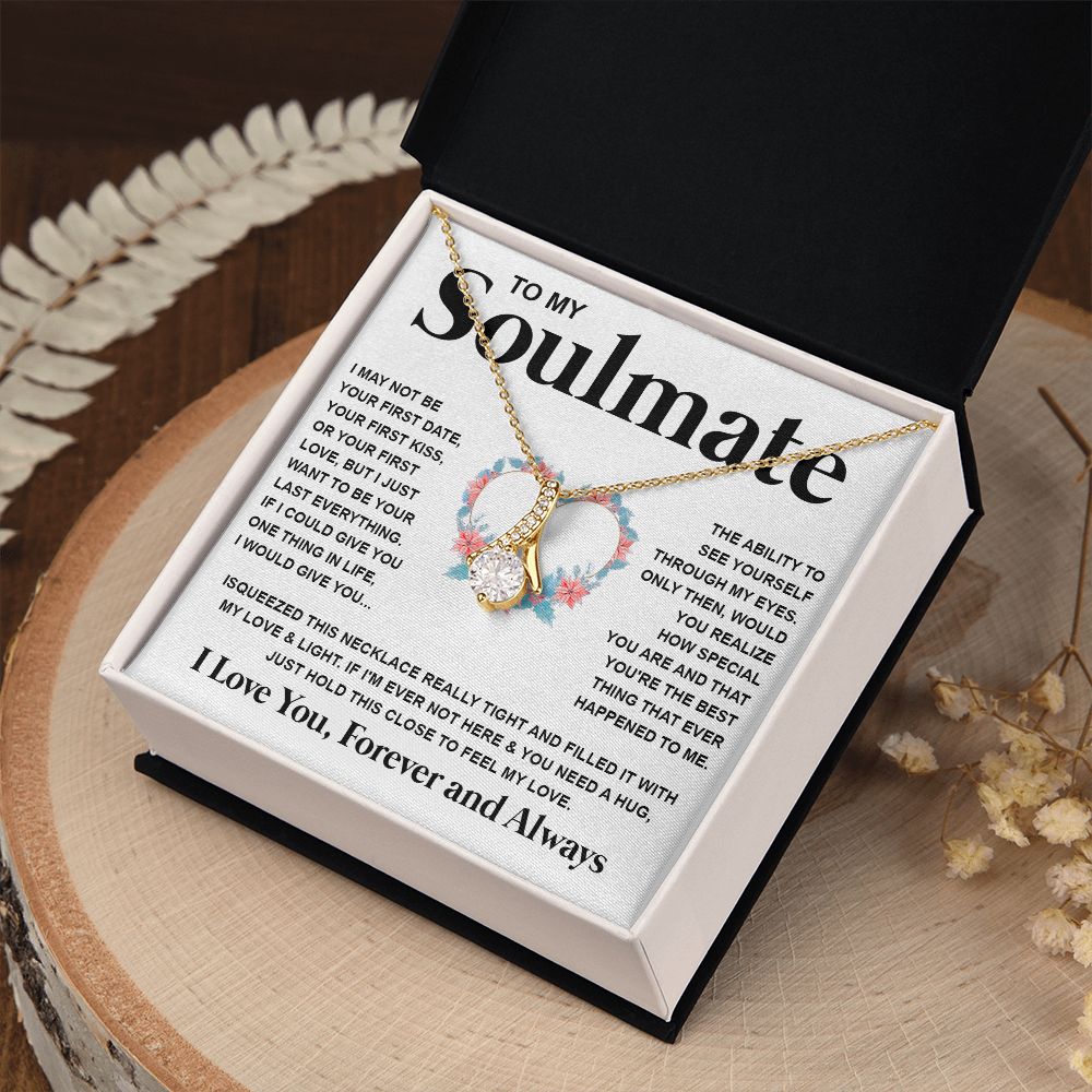 Couples Gifts Necklace To My Soulmate Necklace Valentine Christmas Jewelry Romantic Gifts For My Wife Pendant Jewelry with Message Card and Box Necklaces for Women Valentines Day Happy Anniversary Wedding Present Allruing Necklace
