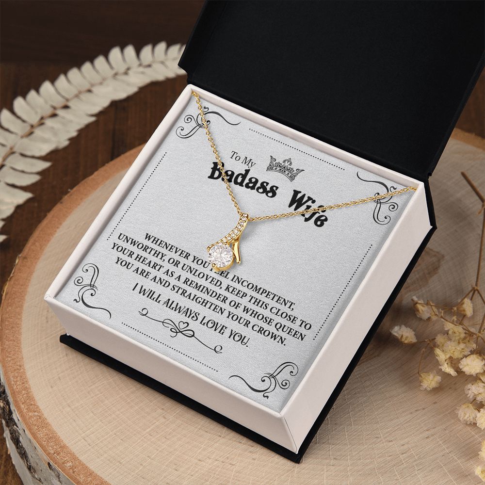 Personalized Valentine Gift For Badass Wife, To My Wife Necklace For Women, Soulmate Necklace, To My Wife Necklace From Husband, Necklace Custom Name Message Card and Gift Box Styles on Birthday, Christmas, Wedding, Anniversary Allruing Necklace
