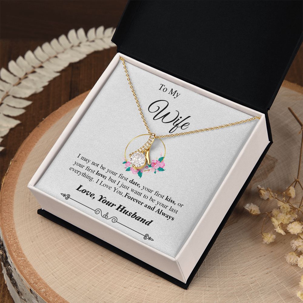 Couples Gifts, To My Dear Wife Necklace Gifts From Husband, Wedding Anniversary Jewelry For Wife From Husband, Necklace Customer Name Message Card and Gift Box styles On Birthday, Christmas, Anniversary Allruing Necklace