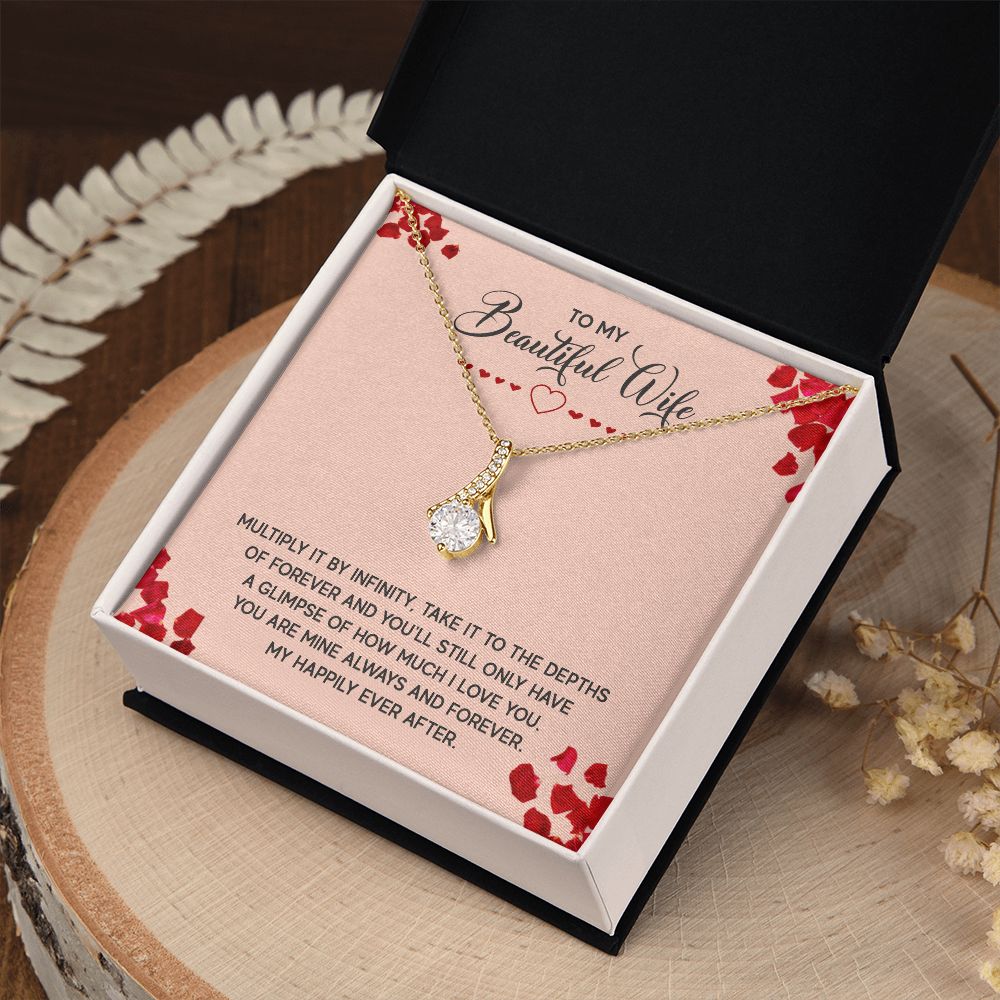 Couples Gifts, To My Beautiful Wife Necklace Gifts From Husband, Wedding Anniversary Jewelry For Wife From Husband, Wife Birthday From Husband, To My Soulmate Message Card and Gift Box styles On Birthday, Christmas, Anniversary  Allruing Necklace