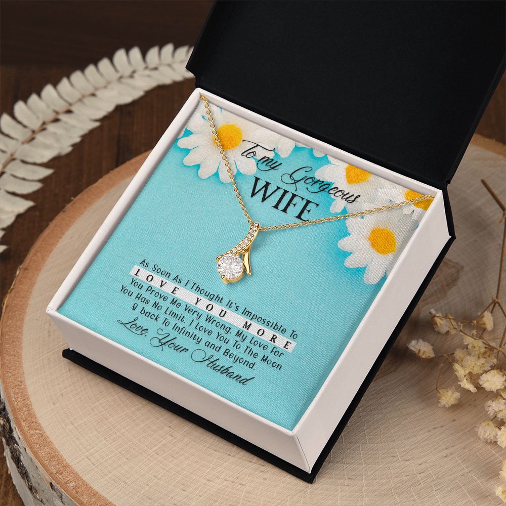 To My Gorgeous Wife Every Passing Second Gift Wife From Husband, Jewelry For Women, Jewelry For Wife, Love Knot Meaningful Necklace Message Card and Gift Box Styles on Birthday, Christmas, Anniversary Allruing Necklace