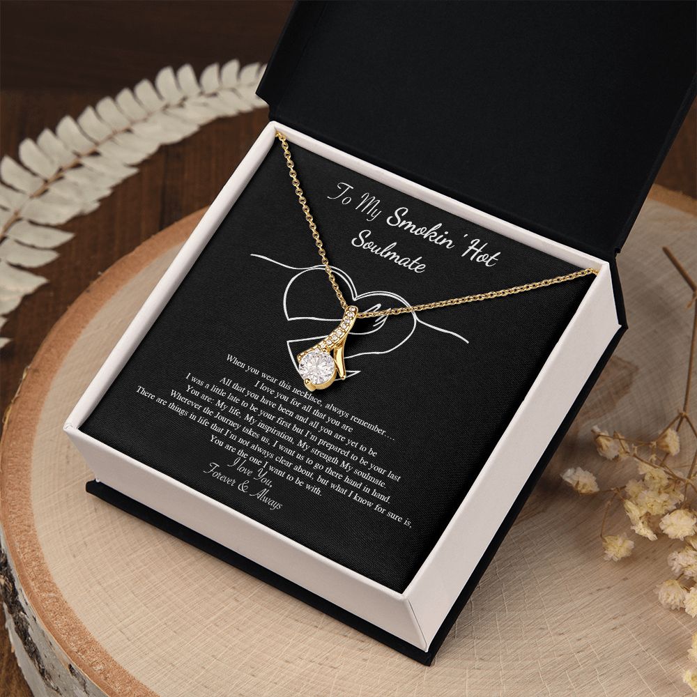 Couples Gifts Necklace To My Hot Soulmate Necklace, Necklace Gifts For Wife From Husband Jewelry Romantic Gifts For My Wife Necklace Custom Name Message Card and Gift Box Styles on Birthday, Christmas, Wedding, Anniversary, Valentine Allruing Necklace