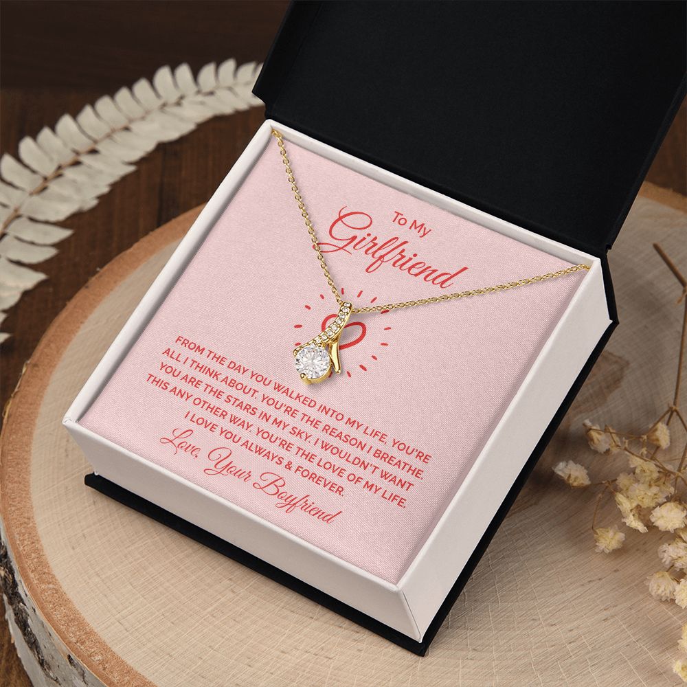 Love Knot Necklace, To My Girlfriend Gifts From Boyfriend, Girlfriend Jewelry, Girlfriend Anniversary For Girlfriend Gift, Necklace Message Card and Gift Box Styles on Birthday, Christmas, Anniversary  Allruing Necklace