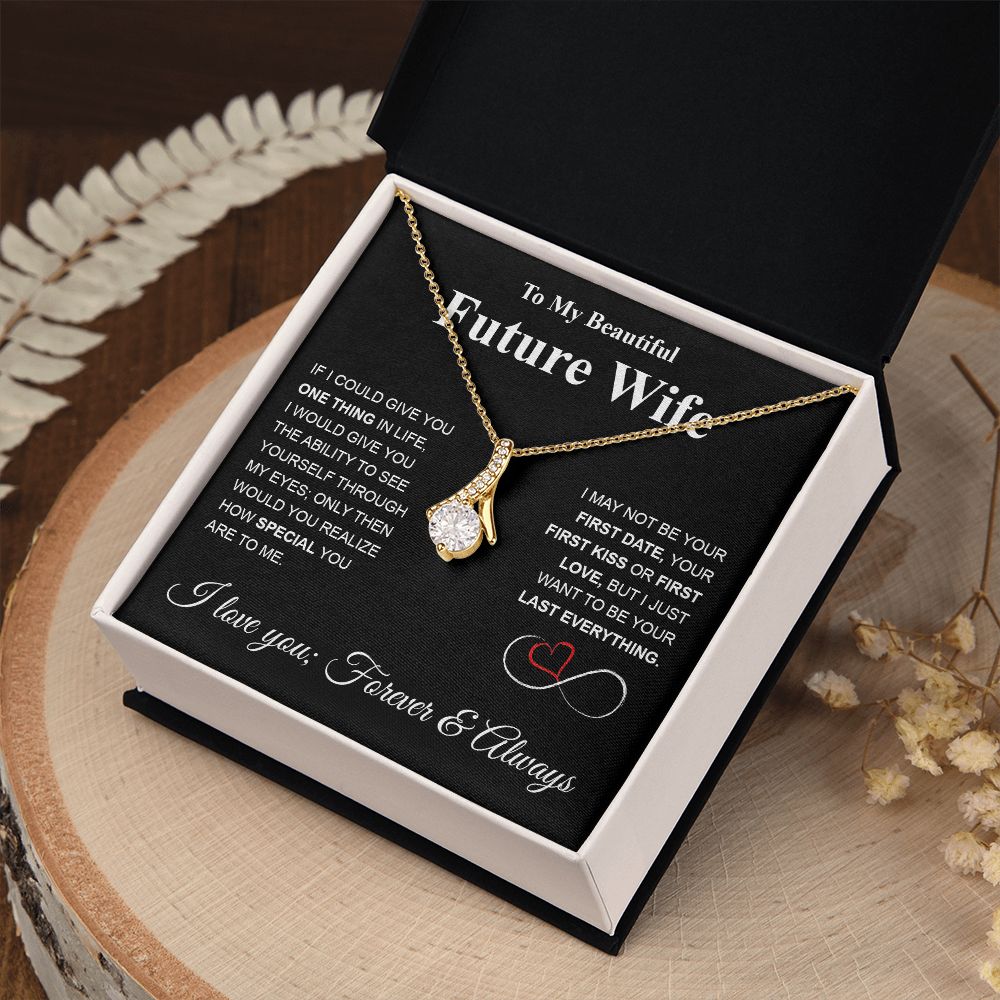 Future Wife Necklace My Last Everything, Promise Necklace For Her, Fiance Gifts For Her, Valentine Gifts For Future Wife With Message Card Box LED, Soulmate Necklace For Women, To My Wife Necklace Allruing Necklace