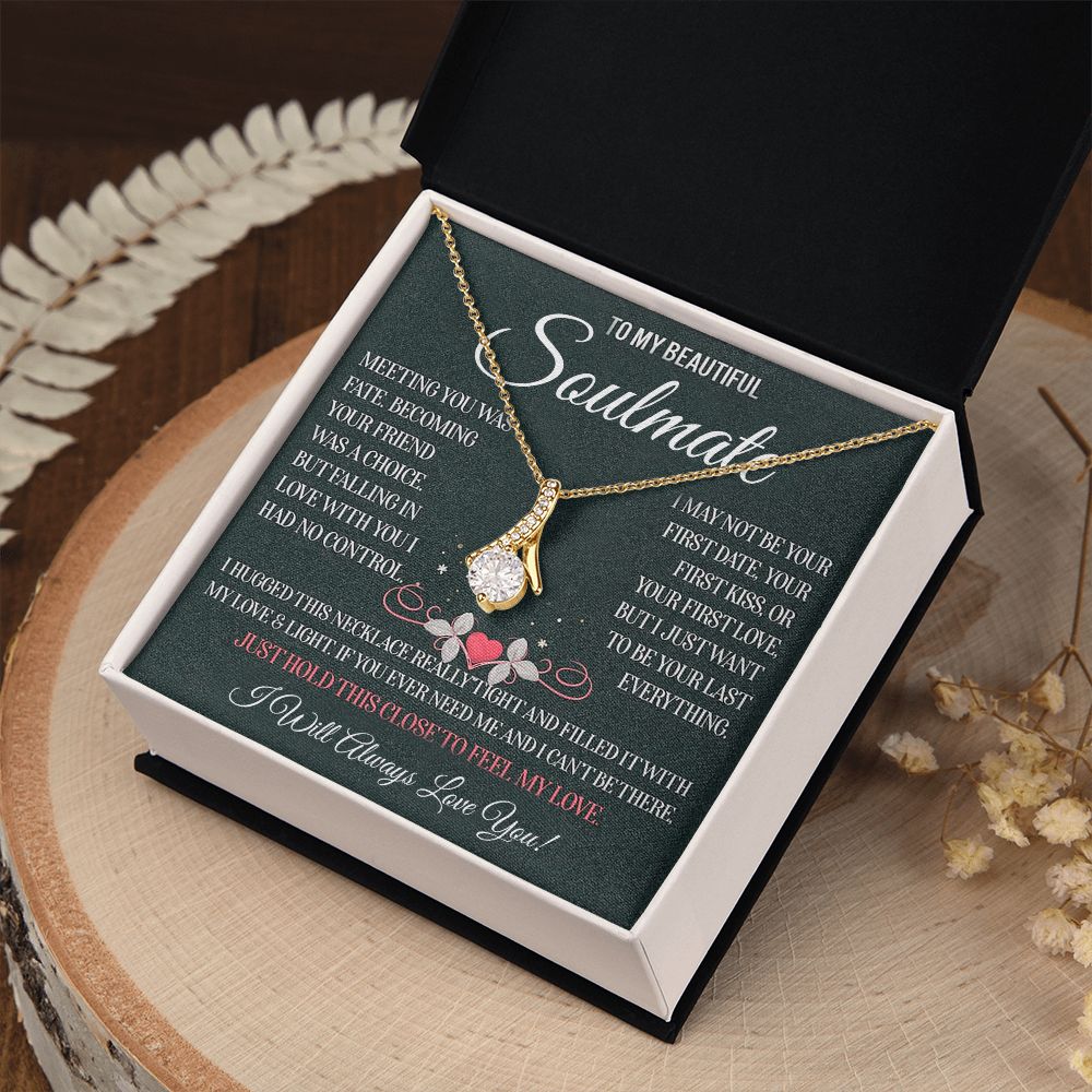 My Beautiful Soulmate Necklace Future Wife Gifts, Promise Necklace For Her, Fiance Gifts For Her, Valentine Gifts For Soulmate With Message Card Box LED, Soulmate Necklace For Women, To My Wife Necklace Allruing Necklace