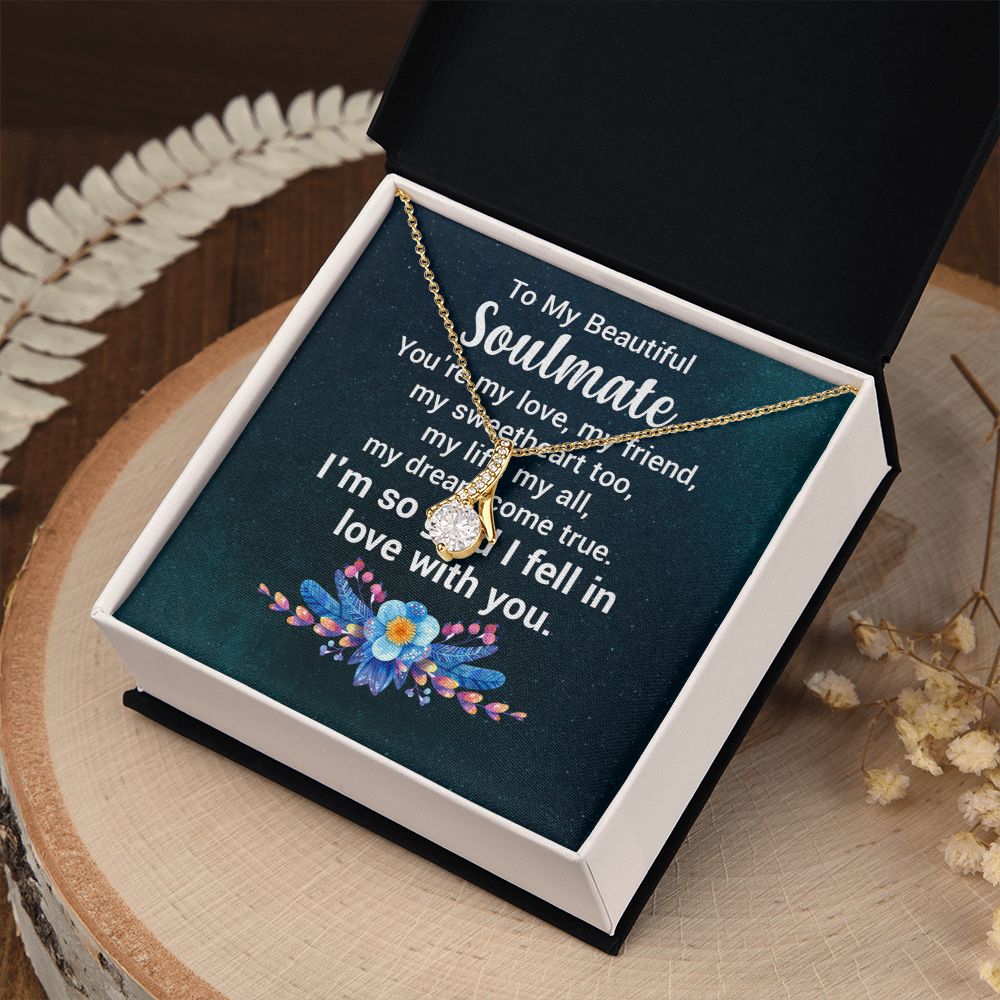 Couples Gifts, Beautiful Soulmate Necklace Gifts From Husband, Wedding Anniversary Jewelry For Wife From Husband, Wife Birthday From Husband, To My Unbiological Sister Message Card and Gift Box styles On Birthday, Christmas, Anniversary  Allruing Necklace