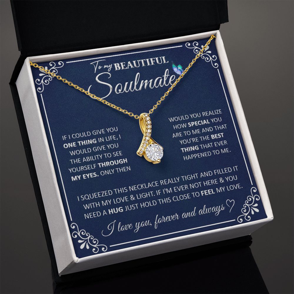 Couples Gifts, To My Beautiful Soulmate Necklace Gifts From Husband, Wedding Anniversary For Wife From Husband, To My Beautiful Wife Necklace, Necklace Custom Name Message Card and Gift Box Styles on Birthday, Christmas, Wedding, Anniversary Allruing Neck