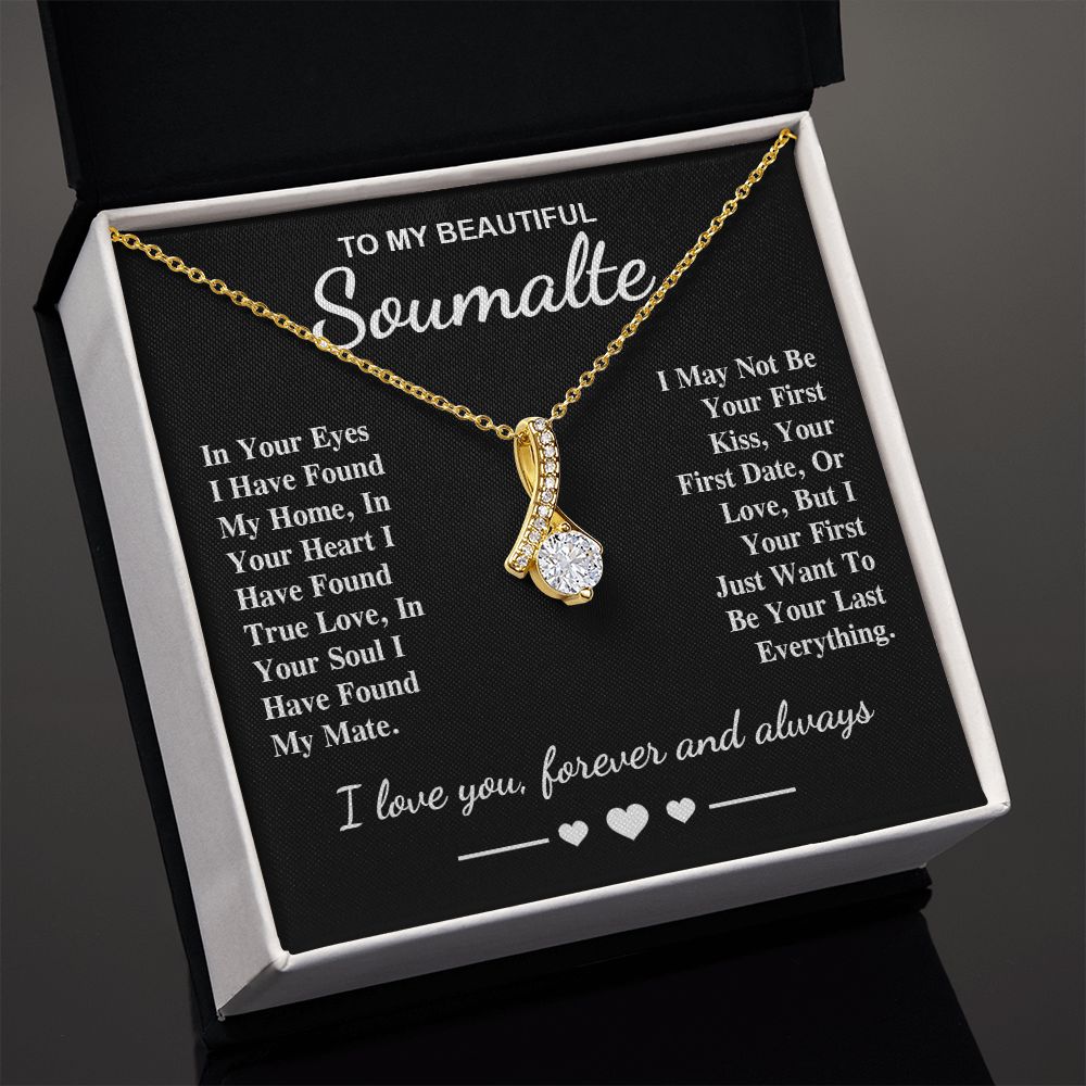 To My Beautiful Soulmate Necklace Gifts, Soulmate for Wife Birthday Gifts from Husband, Valentine for Women, Soulmate Gifts, Message Card and Necklace Gifts Box Gift Box Styles on Birthday, Wedding, Anniversary, Valentine Allruing Necklace