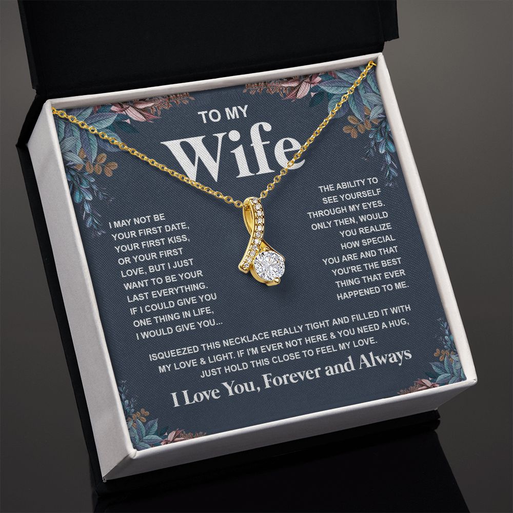 Couples Gifts Necklace To My Wife Necklace Anniversary Valentine Jewelry Romantic Gifts For My Wife Pendant Jewelry with Message Card and Box Necklaces for Women Valentines Day Happy Anniversary Wedding Present Allruing Necklace