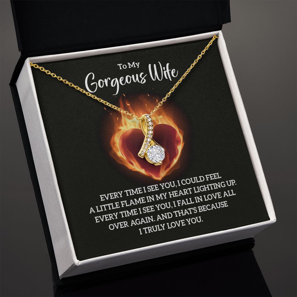 Couples Gifts, To My Gorgeous Wife Necklace Gifts From Husband, Wedding Anniversary Jewelry For Wife From Husband, Wife Birthday From Husband, To My Soulmate Message Card and Gift Box styles On Birthday, Christmas, Anniversary  Allruing Necklace