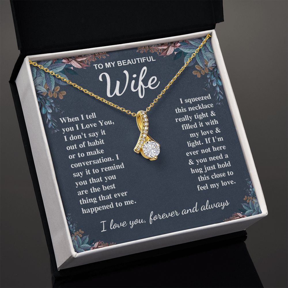 To My Beautiful Wife Necklace Gift for Her, Soulmate for Wife Valentine Gifts from Husband, Birthday for Women, Soulmate Gifts, Message Card and Necklace Gifts Box Gift Box Styles on Birthday, Wedding, Anniversary, Valentine Allruing Necklace