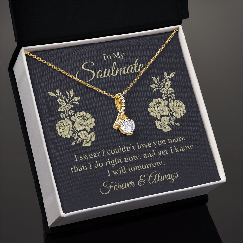 To My Soulmate Necklace for her Jewelry For Her Couples Gifts Necklaces For Soul Mate Christmas Jewelry, Forever & Always, Love Knot Meaningful Necklace Message Card and Gift Box Styles on Birthday, Christmas, Anniversary Allruing Necklace