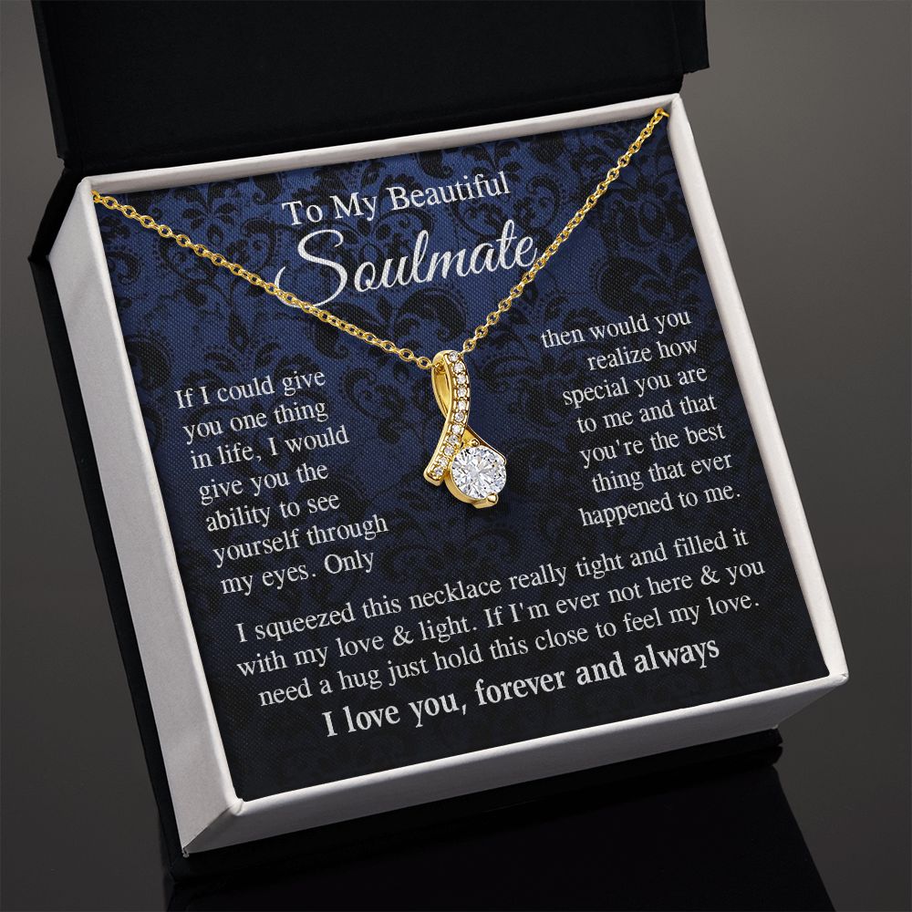 Soulmate Necklace Gift for Her, Soulmate Jewelry, Necklace for Future Wife, Valentine Anniversary Jewelry for Wife Necklace Gifts from Husband - Soulmate Gift Necklace with Message Card and Gift Box Allruing Necklace