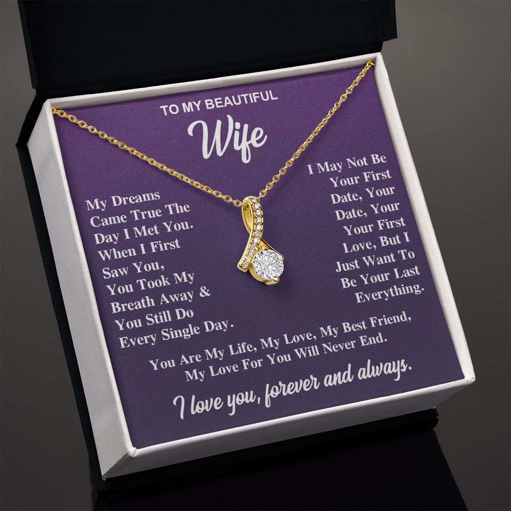 To My Wife Necklace Gift for Her, Soulmate Jewelry, Necklaces for Wife from Husband, Valentine To My Wife Necklace, Soulmate Gifts, Necklace Message Card and Gift Box Styles on Birthday, Wedding, Anniversary, Valentine Allruing Necklace