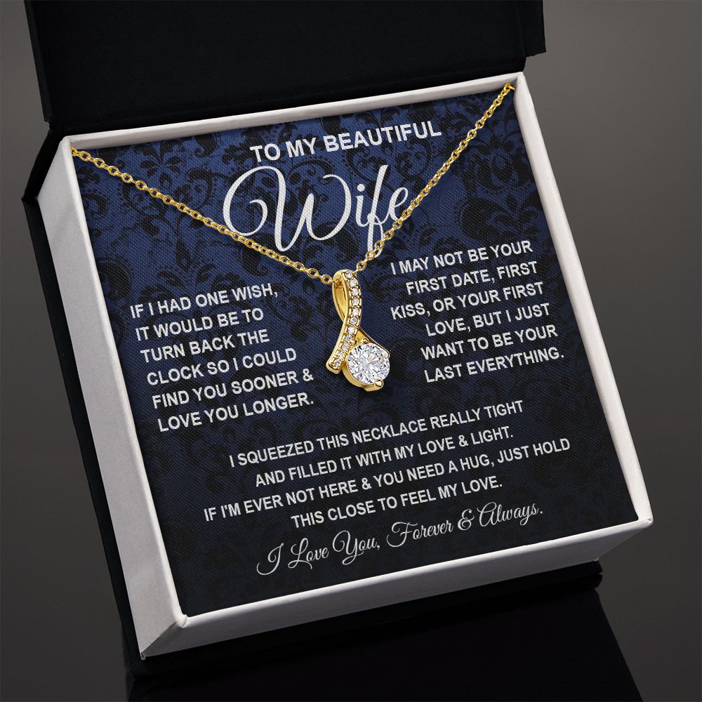 To My Beautiful Wife Necklace, Soulmate Jewelry For Women, Wife Necklace From Husband, Soulmate Gift For Her, To My Future Soulmate Necklace Message Card and Necklace Gift Box Gift Box Styles on Birthday, Wedding, Anniversary, Valentine Allruing Necklace