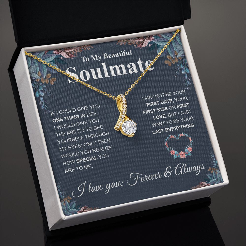 Beautiful Soulmate Necklace My Last Everything, Promise Necklace For Her, Fiance Gift For Her, Wedding Gifts For Future Wife With Message Card Box LED, Soulmate Necklace For Women, To My Wife Necklace Allruing Necklace
