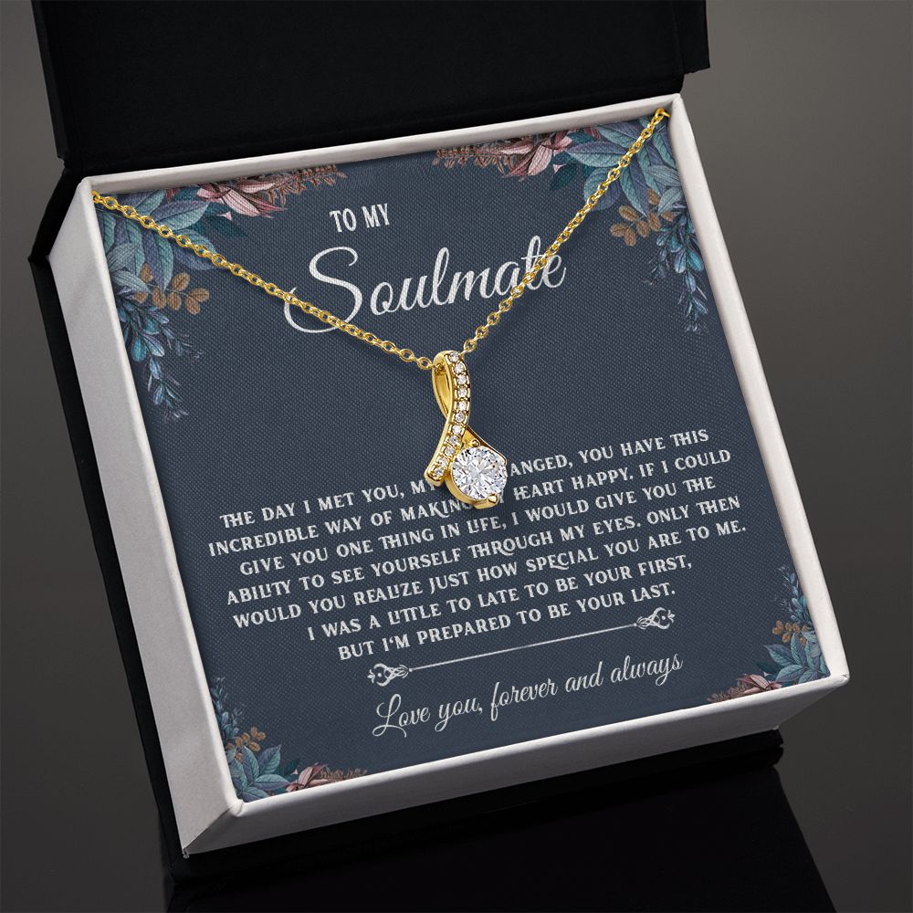 To My Soulmate Necklace Gift, Necklaces For Wife from Husband, Soulmate Necklace to My Beautiful Soulamte, Necklace For Soulmate with Message Card and Necklace Gift Box Gift Box Styles on Birthday, Christmas, Wedding, Anniversary, Valentine Allruing Neckl