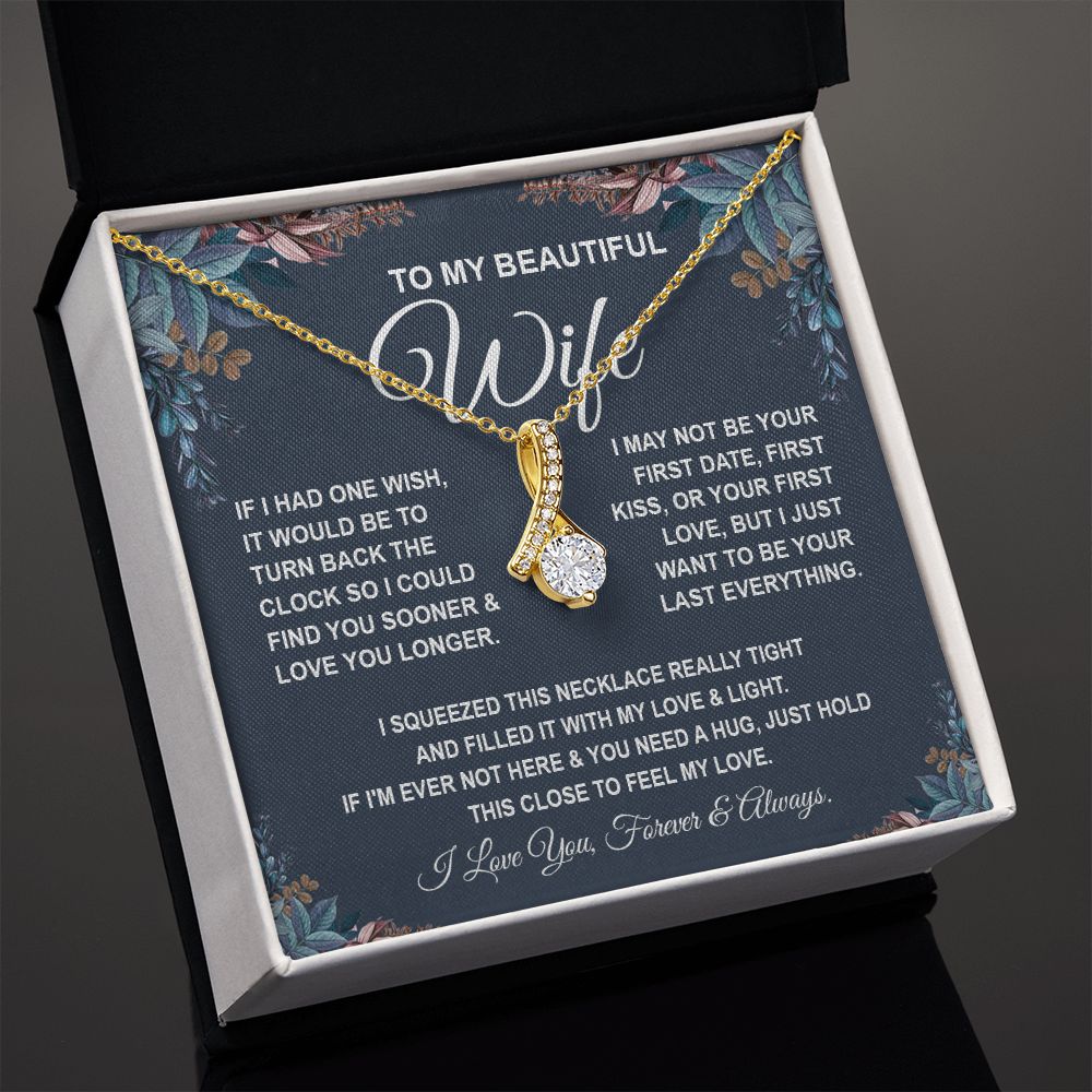 To My Beautiful Wife Necklace, Soulmate Jewelry For Women, Wife Necklace From Husband, Soulmate Gifts For Her, To My Future Soulmate Necklace Message Card and Necklace Gift Box Gift Box Styles on Birthday, Wedding, Anniversary, Valentine Allruing Necklace