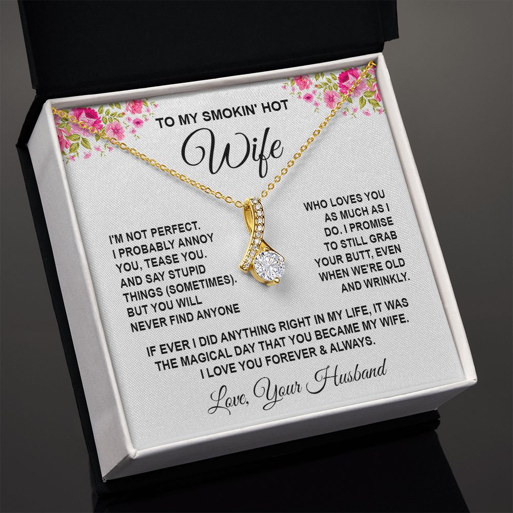 Wife Necklace Gifts from Husband, Wedding Anniversary Gifts for Wife from Husband, Wife Valentine Gifts from Husband, To My Wife Necklace Message Card and Necklace Gifts Box Gift Box Styles on Birthday, Wedding, Anniversary, Valentine Allruing Necklace