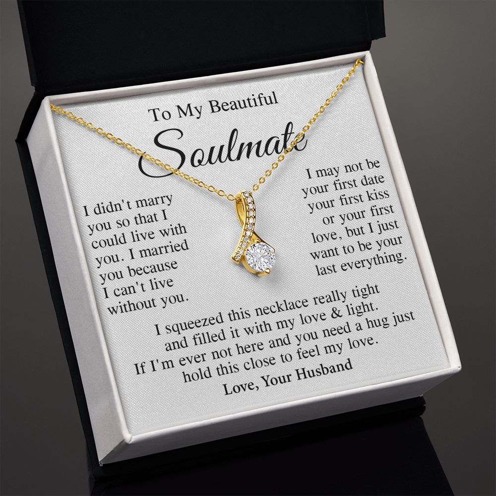 Soulmate Necklace Gift From Husband, Wedding Anniversary Romantic Gifts for Wife from Husband, Soulmate Birthday Gifts Message Card and Necklace Gifts Box Gift Box Styles on Birthday, Wedding, Anniversary, Valentine Allruing Necklace