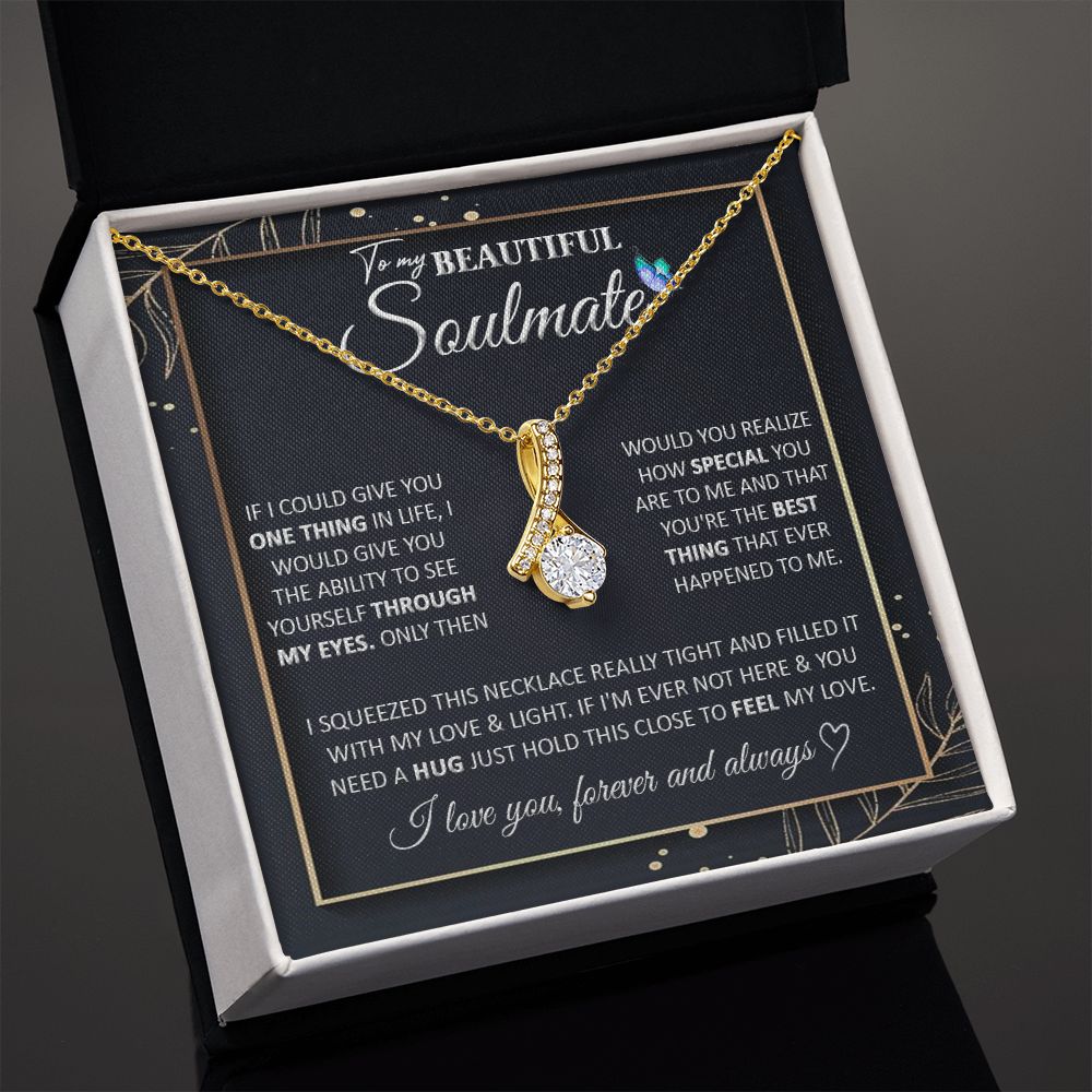 Couples Gifts To My Beautiful Soulmate Necklace From Husband, Wedding For Wife From Husband, Wife Wedding From Husband, To My Wife, Necklace Custom Name Message Card and Gift Box Styles on Birthday, Christmas, Wedding, Anniversary Allruing Necklace