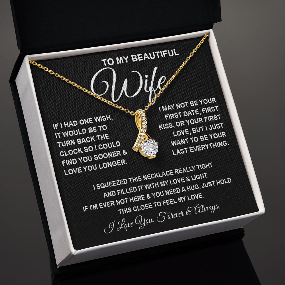 To My Beautiful Wife Necklace, Soulmate Jewelry For Women, Wife Necklace From Husband, Soulmate Gift For Her, To My Future Wife Necklace Message Card and Necklace Gift Box Gift Box Styles on Birthday, Wedding, Anniversary, Valentine Allruing Necklace