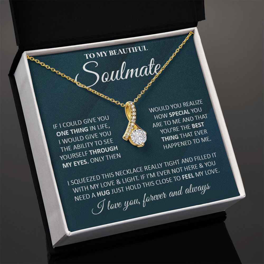 Couples Gifts, To My Beautiful Soulmate Necklace From Husband, Valentine For Wife From Husband, Wife Wedding From Husband, To My Wife, Necklace Custom Name Message Card and Gift Box Styles on Birthday, Christmas, Wedding, Anniversary Allruing Necklace