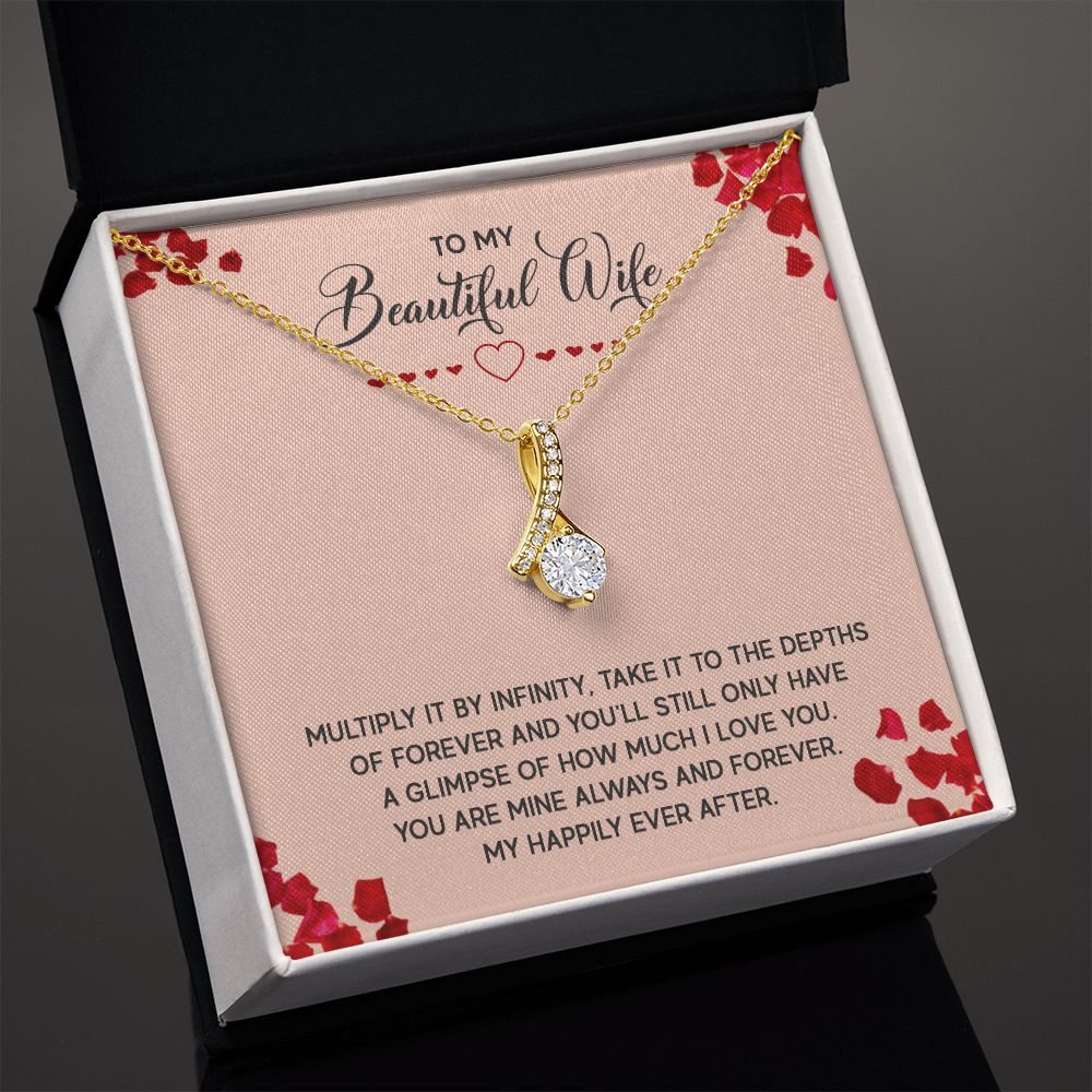Couples Gifts, To My Beautiful Wife Necklace Gifts From Husband, Wedding Anniversary Jewelry For Wife From Husband, Wife Birthday From Husband, To My Soulmate Message Card and Gift Box styles On Birthday, Christmas, Anniversary  Allruing Necklace
