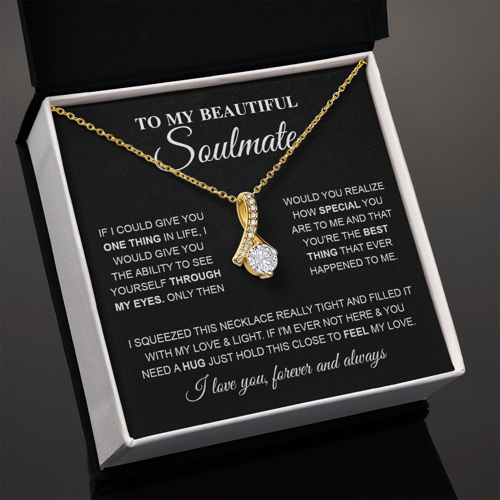 To My Beautiful Soulmate, Love Necklace for Girlfriend, Wife Gift, Soulmate Jewelry, Soulmate Necklace, Future Wife Gift, Necklace for Wife from Husband Necklace Message Card and Gift Box Styles on Birthday, Christmas, Wedding, Anniversary Allruing Neckla