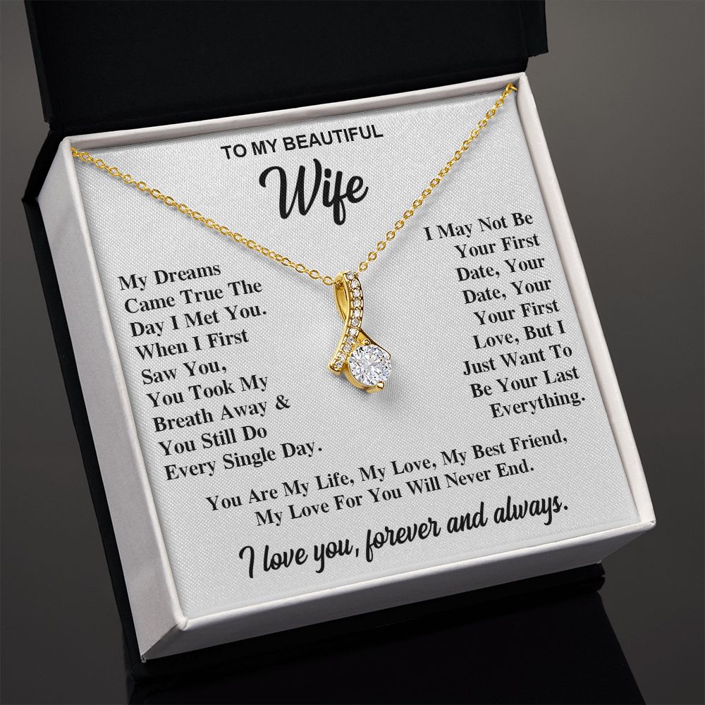 To My Wife Necklace Gift for Her, Soulmate Necklace, Necklaces for Wife from Husband, Valentine To My Wife Necklace, Soulmate Gifts, Necklace Message Card and Gift Box Styles on Birthday, Wedding, Anniversary, Valentine Allruing Necklace