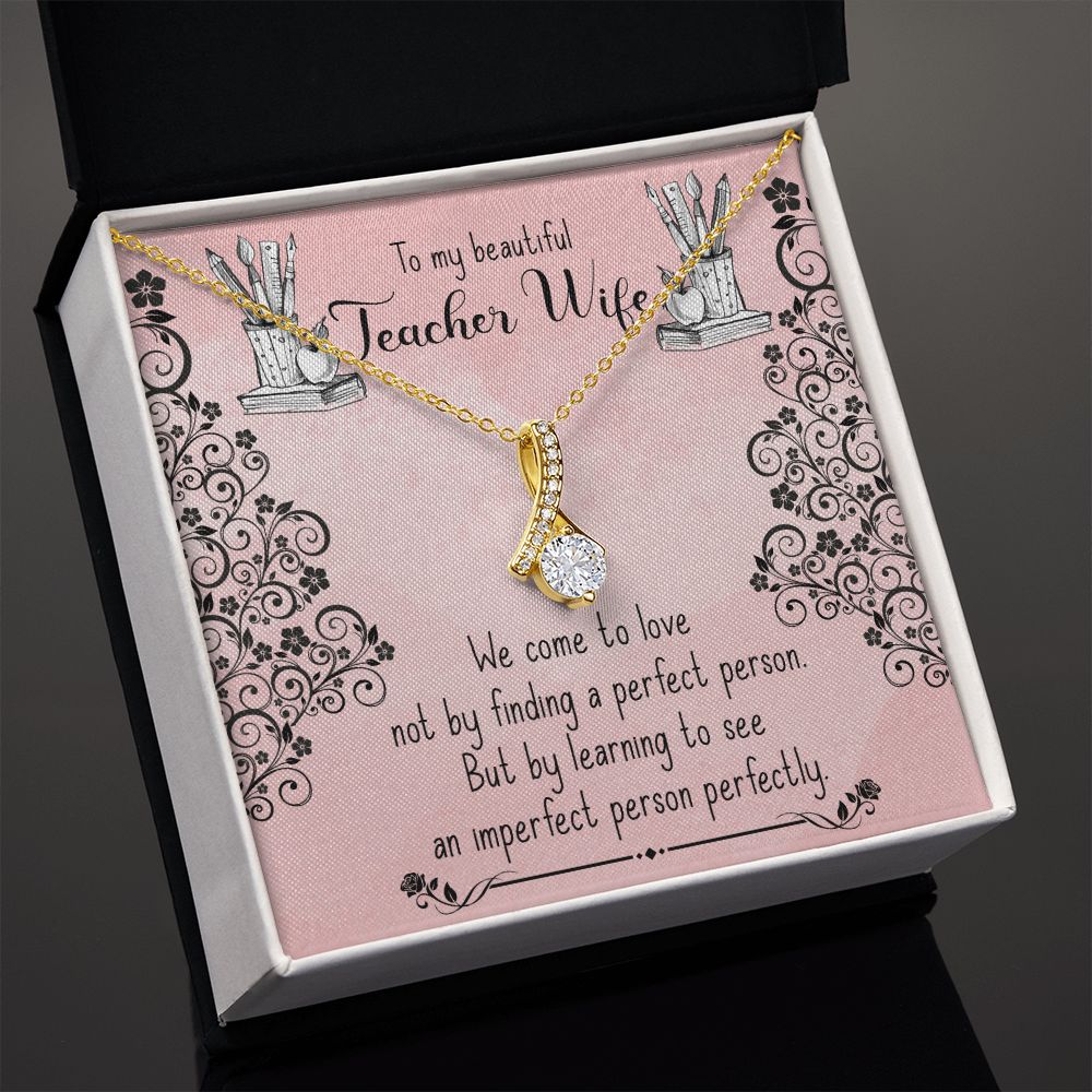 Couples Gifts, Teacher Wife Necklace Gifts From Husband, Wedding Anniversary Jewelry For Wife From Husband, Wife Birthday From Husband, To My Beautiful Wife Girlfriend Message Card and Gift Box styles On Birthday, Christmas, Anniversary  Allruing Necklace